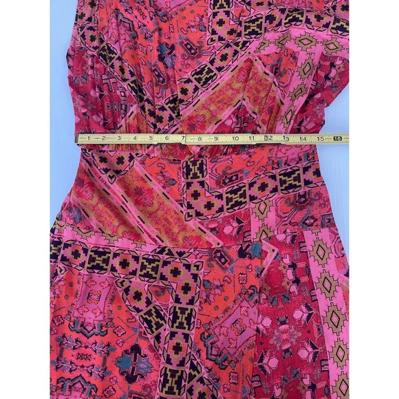 Free People Women Red Multicolor Printed Blakely Tulip Maxi Boho Dress Size M - Picture 6 of 10
